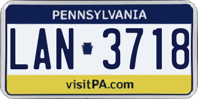 PA license plate LAN3718