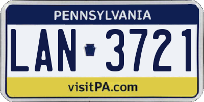 PA license plate LAN3721