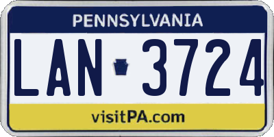 PA license plate LAN3724