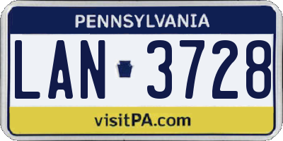 PA license plate LAN3728