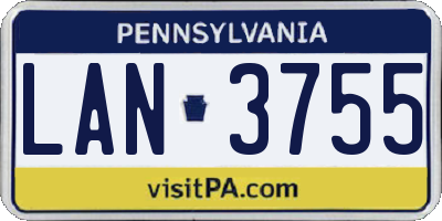 PA license plate LAN3755