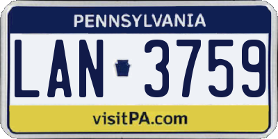 PA license plate LAN3759