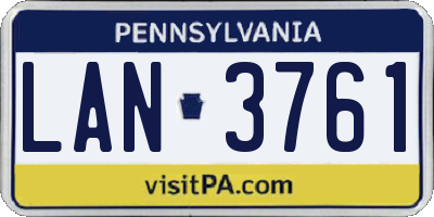 PA license plate LAN3761