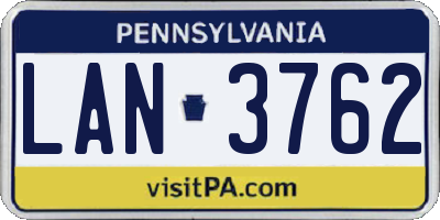 PA license plate LAN3762
