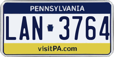 PA license plate LAN3764