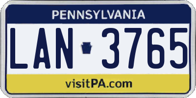 PA license plate LAN3765