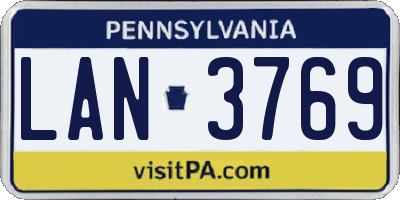 PA license plate LAN3769