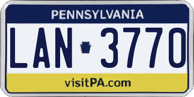 PA license plate LAN3770