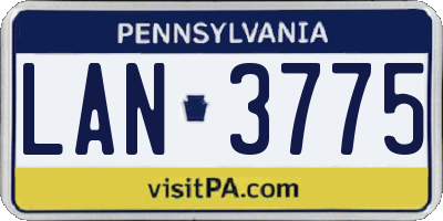 PA license plate LAN3775
