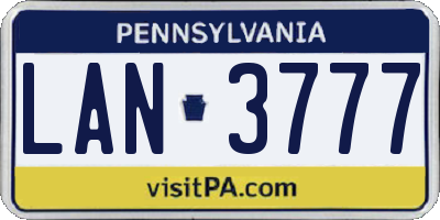 PA license plate LAN3777