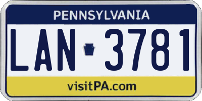 PA license plate LAN3781