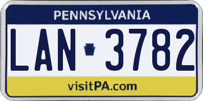 PA license plate LAN3782