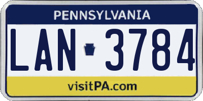 PA license plate LAN3784