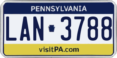 PA license plate LAN3788