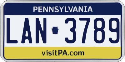 PA license plate LAN3789