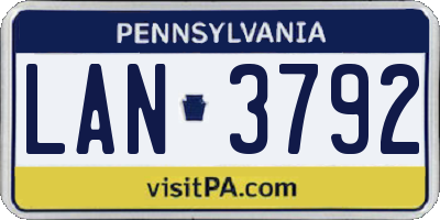PA license plate LAN3792