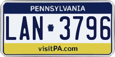 PA license plate LAN3796
