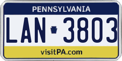 PA license plate LAN3803