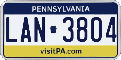 PA license plate LAN3804
