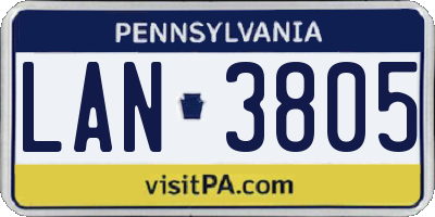 PA license plate LAN3805