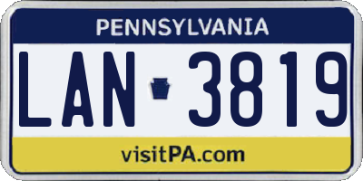 PA license plate LAN3819