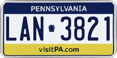 PA license plate LAN3821
