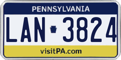 PA license plate LAN3824