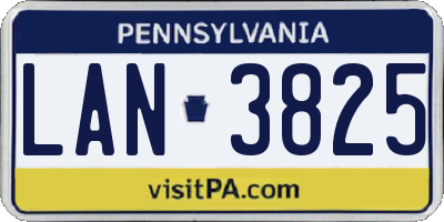 PA license plate LAN3825