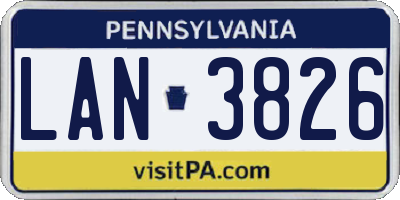 PA license plate LAN3826