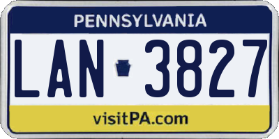 PA license plate LAN3827