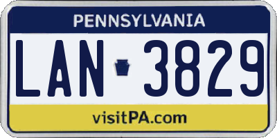 PA license plate LAN3829