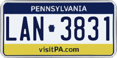 PA license plate LAN3831