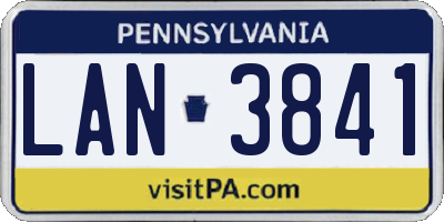 PA license plate LAN3841