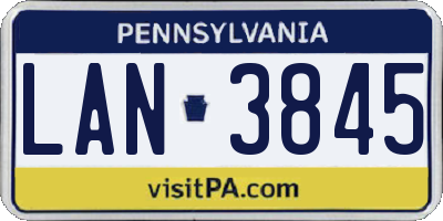 PA license plate LAN3845