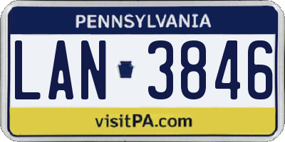 PA license plate LAN3846