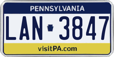 PA license plate LAN3847