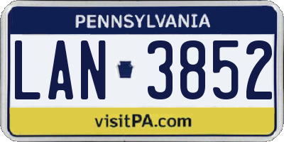PA license plate LAN3852