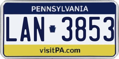 PA license plate LAN3853