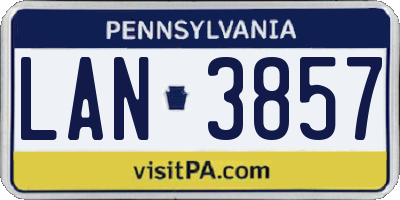 PA license plate LAN3857