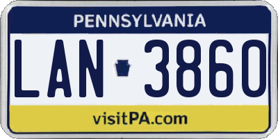 PA license plate LAN3860