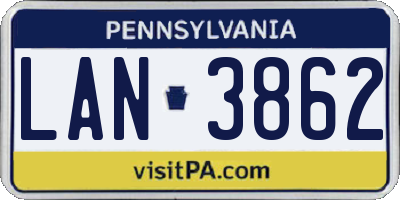 PA license plate LAN3862