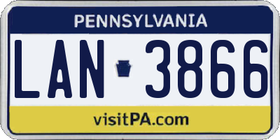 PA license plate LAN3866
