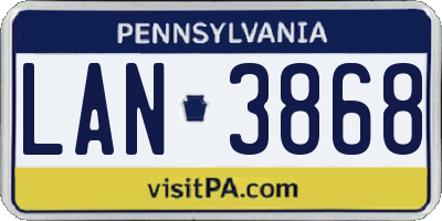 PA license plate LAN3868