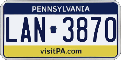 PA license plate LAN3870