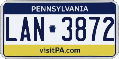 PA license plate LAN3872
