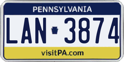 PA license plate LAN3874