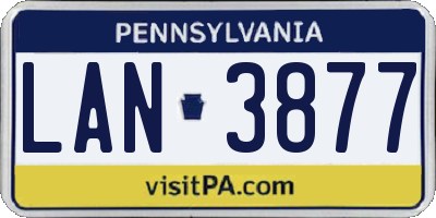 PA license plate LAN3877