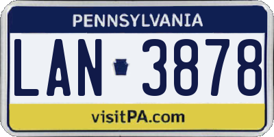 PA license plate LAN3878