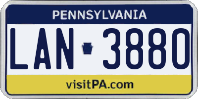 PA license plate LAN3880