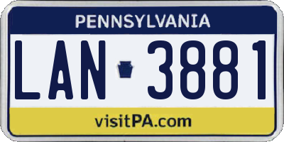 PA license plate LAN3881